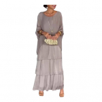 &Otilde;htukleit kihiline laialivalguv koogi&auml;&auml;r, poolvarrukad Maxi kleit nahkhiire varrukad kottis &uuml;mara kaelusega &scaron;ifoonkleit peo&otilde;htuks 2XL must