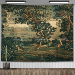 Vintage Prantsuse Seinavaip Roheluslossi ja aiaga Vaip Esteetiline Toakujundus Taust Prinditud Vaibad 30X40in 76x102cm