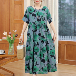 Naiste kleit Suvised vintage riided vabaaja l&uuml;hikeste varrukatega pikk kleit naistele suvekomplekt 5XL
