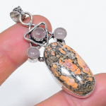 Natural Leopard Skin, Quartz 925 Sterling Silver Jewelry Pendant 2.36 n0a65