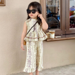 Suvine t&uuml;drukute komplekt Lasteriided T&uuml;drukute &uuml;likond T&uuml;drukute Vest P&uuml;ksid Kaheosaline Laste Rannapuhkusekost&uuml;&uuml;m 140 beež