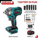 ONEVAN 1200 N.m Harjadeta Elektriline L&ouml;&ouml;kmutriv&otilde;ti 1/2'' Juhtmeta 3 Funktsiooniga Elektriline Kruvikeeraja Puur T&ouml;&ouml;riist Makita 18V Aku jaoks 1Battery-44pcs Set