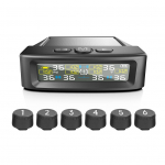 6-rattaline p&auml;ikeseenergia TPMS auto rehvir&otilde;hu alarm 6 v&auml;lise anduriga, digitaalne rehvir&otilde;hu temperatuuri reaalajas andmete j&auml;lgimine ja USB-ga laetav with 6 External Sensors