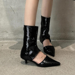 Naiste terava ninaga seksikad kontsad Kingad Bling Luksuslikud pahkluu jahedad saapad Sandaalid, naine 2024 Trend, uued Chelsea saapad, talvised Mujer Zapatos 35