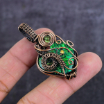 Green Triplet Opal, Peridot Handmade Copper Wire Wrap Jewelry Pendant 2.05 h9q23