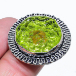 Moldavite Quartz Handmade 925 Sterling Silver Jewelry Ring Size 7 s0w76