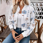 YYFS Naiste moe vabaaja lillemustriga s&uuml;gistalvised pikkade varrukatega V-kaelusega jakid ja mantlid S