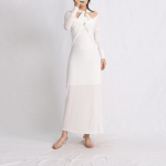 2025 Summer Solid Color Knit Long Dress with Round Neck & Hollow Design Small