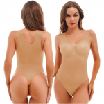 Naiste l&auml;bipaistev &uuml;hes t&uuml;kis ujumistrikoo U-kaelusega varrukateta bodisuit rannariided basseinipidu leotard One Size ihukarva