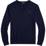 Polo Ralph Lauren &Uuml;hev&auml;rviline puuvillane V-kaelusega pikkade varrukatega kootud kampsun tavalise l&otilde;ikega meestele, tumesinine 710890561001 XS