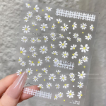 Karikakralill Koomiks K&uuml;&uuml;nte Kunst Kleebised Isekleepuvad DIY Armsad Reljeefsed Lille Mustriga Manik&uuml;&uuml;ri Liugurid Dekoratsioon Kleebised valge