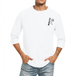 Men's casual and fashionable printed collar three-quarter sleeve top T-shirt L