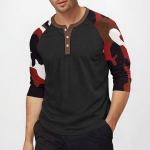 Men's top with three-quarter sleeves and camouflage print L