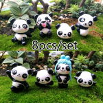 8tk/komplekt Cartoon Panda Creative Wild Garden Mikromaastiku kaunistustarvikud Armas nukk 8pcs