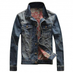 Kevad ja S&uuml;gis Klassikaline Moetrend Vintage Tr&uuml;kitud Denim Jakk Meeste Vabaaja L&otilde;tv Mugav Suur Suurus Mantel XXXXL sinine