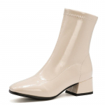 Klassikalised Valged Ankle Boots Naistele Madala Kontsaga L&uuml;hikesed Saapad Daami Slip-On Lakknahast Kuldne H&otilde;bedane Peo Tantsusaapad S&uuml;gis Talv 34 beež