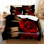 Red Rose voodipesukomplekt Teki/tekikott padjap&uuml;&uuml;r 3D HD Double Full King Queen, Twin, 3/2 TK pol&uuml;estrist lohukott EU single(135x200cm)