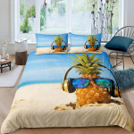 Suvine rannakate komplekt kuninganna suurusele Mere&auml;&auml;rne voodipesu komplekt Hawaii palmid Mereelu Lained Kaladega tr&uuml;kitud tekikate komplekt 70x133cm
