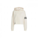 Adidas Originals Campus 00ndate seeria Ristikujuline logo triipudega tr&uuml;kis L&uuml;hike kapuutsiga pusa Pikkade varrukatega dressipluus Naiste pealisr&otilde;ivad Valge IB5921 L