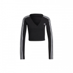 Adidas Originals Klassikaline Seeria Trefoil &Uuml;hev&auml;rvilise Logoga Tr&uuml;kitud Kolme Triibuga Pikkade Varrukatega Raglaan T-s&auml;rk Naiste Topid Must IB7312 S