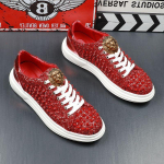 Moodsad meeste naastude, neetide, okaste, litritega lamedad kingad Luksuslik disainer Hip-Hopi mokassiinid K&otilde;rged spordik&otilde;ndimis-tennised Zapatos Hombre 7 37 punane