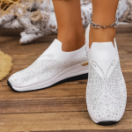 Moodsad Naiste Kivist Vabaaja Tossud Hingavad Kiiluga Naiste Kerged Kingad Slip-on Uued Mugavad Kevadised V&otilde;rkkingad Suurus 36-43 36 valge