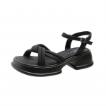 Suvised naiste prantsuse paksutallalised retrosandaalid 35 must