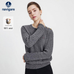 Navigare Women's Round Neck Wool Blend Pullover Sweater M