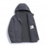 Naiste kapuutsiga fliisvoodriga puuvillajakk: Soe, lahtise l&otilde;ikega, l&uuml;hike stiil s&uuml;giseks ja talveks, saadaval pluss suuruses. 4XL hall v&auml;rv