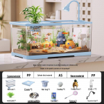 Kompaktne &Ouml;koloogiline 2025 Kuldkala Akvaarium Filtreerimise, Hapnikuga Varustamise, Kaane ja Alusega - Ideaalne V&auml;ikestesse Elutubadesse 55x30x29.4 cm