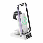 100 W 4-&uuml;hes juhtmevaba laadija alus, kokkupandav iPhone 14 13 12 11 Samsung Galaxy Apple Watch 7/6 kiirlaadimisdoki jaoks valge