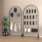 Mobiilne raudv&otilde;rgust riiuliekraan konksudega Half-Round White 80*120