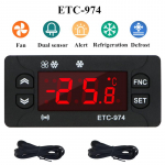 ETC-974 Temperatuuriregulaator K&uuml;lmiku Sulatamine K&uuml;ttekontroll Termoregulaator Kahe NTC Anduriga 220V