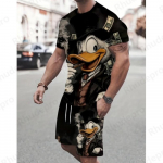 2026 Moodne l&uuml;hikeste varrukatega T-s&auml;rgi komplekt Donald Duck l&uuml;hikeste varrukatega &uuml;mmarguse kaelusega T-s&auml;rgi komplekt Vabaaja &uuml;mmarguse kaelusega pealmine T-s&auml;rk 3D-tr&uuml;kiga S