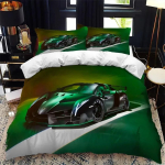 3D Prinditud Spordiauto Superauto Voodipesukomplekt 3D Prinditud Sobib Magamistuppa Tekikottikomplekt Padjap&uuml;&uuml;ridega Lapsed Kodu Tekstiil AU Single(140*210cm)3pcs