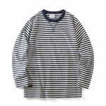 Ameerika Retro Raskekaaluline Puuvillane Triibuline Pikkade Varrukatega T-s&auml;rk Meestele, S&uuml;gis ja Talv Meremehe S&auml;rk, Ekspordikvaliteediga Trendikas Br&auml;ndi P&otilde;his&auml;rk Tibetan Green Strip L