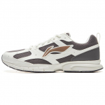 Li Ning Fabric Cushioning Slip Resistant Abrasion Resistant Breathable Low top Running Shoes Men's White Gray ARSU067-4 45