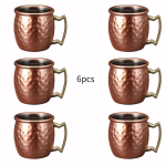 6 tk/komplekt 60 ml minitassid Moscow Mule tass puidust hoidikuga kokteiliklaasid roostevabast terasest haamriga vaskkattega &otilde;lle-veiniklaas 60ml brown