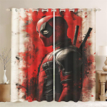 Deadpool Wolverine Multikas Kardin Animeeritud Mood Sobib Magamistuba Lapsed T&auml;iskasvanud Kingitused Toa Kaunistus Kardinad Pimendav Pol&uuml;ester Aknakatete W100*H130(CM)-Rod Pocket&2PCS black