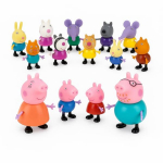 AjieQaQ Peppa Pig 14-osaline kujukeste komplekt, mitmev&auml;rviline plastikust kogutav v&auml;ljapanek ja temaatilised m&auml;nguasjad lastele alates 3. eluaastast