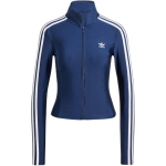 Adidas Originals Triibuline k&otilde;rge kraega lukuga pikkade varrukatega kitsas jakk Naiste jakid Kesk&ouml;&ouml;sinine JD5023 XS
