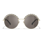 Chanel kuldsed ja mustad &uuml;mmargused p&auml;ikeseprillid pruunide klaasidega Naiste p&auml;ikeseprillid CH4265Q-C395/3 Basic Packaging-Eyeglass Case+Box,F,Brown