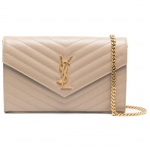 Saint Laurent Ysl Monogramm Kuldne Logo Tepitud Teraline Nahk Kettrahakott &Otilde;lakott Naiste Kotid Tumebeež 377828-BOW01-2721 Basic Set (Bag+Dust Bag)