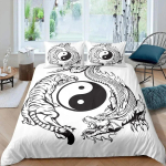 Yin Yang Tekikate Komplekt Boho Trippy Ps&uuml;hhedeelse Kunstiga Tekikate Gossip Voodipesu Komplektid Traditsiooniline Ying Yang Teemaline Voodikatted 135x200cm