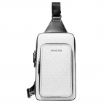 MICHAEL KORS Cooper Logo T&otilde;mblukuga Kaetud L&otilde;uend Kunstnahast Rinnakott Crossbody Kott Meeste Ere Valge valge