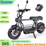 iScooter DX5 55KM/H Elektriroller 15 Tubeless Rehvid 1500W Ostuk&auml;ru 48V/15.6AH Aku &Otilde;libaasiline Pidur NFC Avamisega E-roller DX5 55KM/H must