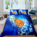 Ananassiga tekikottide komplekt Kollane puuviljamuster King Queen suurus Lastele Poistele T&uuml;drukutele Pol&uuml;ester Tekikott Padjap&uuml;&uuml;riga EU single(135x200cm)