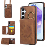 Ristkeha Kaardipesa Rahakott Nahast R&otilde;ngahoidjaga &Uuml;mbris Samsung Galaxy S25 Ultra S24 Plus S23 S22 A16 A26 A36 A56 5G jaoks Magnetiline Galaxy S24 Ultra pruun