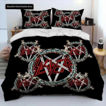 Slayer Heavy Metal B&auml;ndi Muusika Voodipesukomplekt Poistele T&uuml;drukutele Twin Queen Suurus Tekikott Padjap&uuml;&uuml;r Voodi T&auml;iskasvanud Mood Kodu Tekstiil 70x133cm 3pcs
