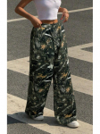 Y2K Mood Retro Tr&uuml;kiga Laiad P&uuml;ksid Elastse V&ouml;&ouml;ga - Naiste Vabaaja Salendavad Alusp&uuml;ksid S must
